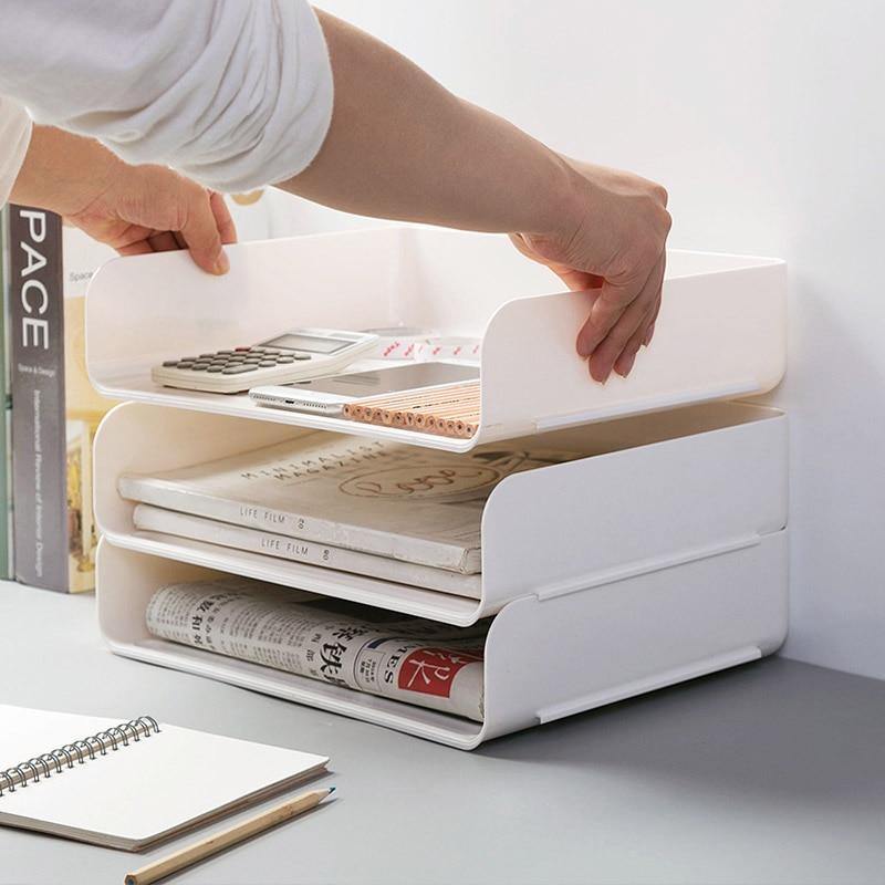 3 pce Office Stackable Paper Filing Rack – Little Home Hacks